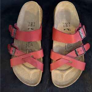 Brand new, Red Birkis Birkenstock Nepal Sandals